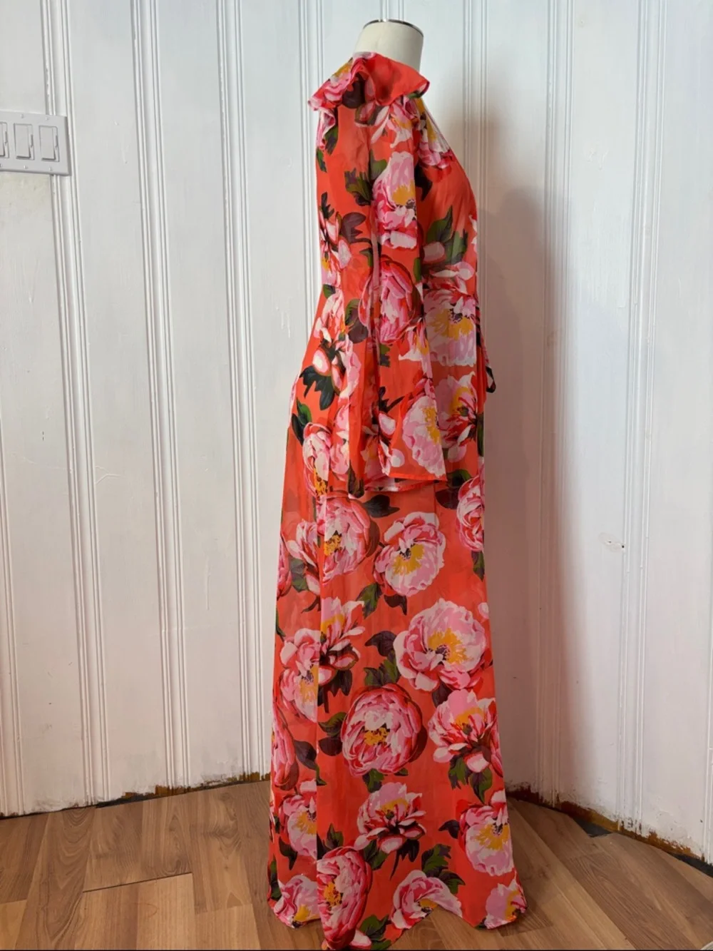 MARCIANO Floral Sheer Maxi Overlay – Wrap Duster Dress, Size S - Picture 2 of 10